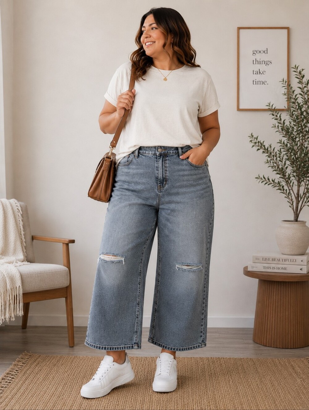 Jessica Simpson Buttercup Wide Leg Boyfriend Jeans 24W Distressed NWT Plus Size